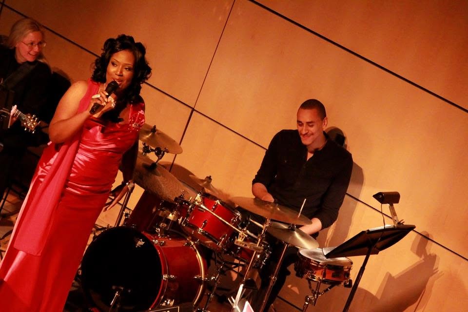 On stage with drummer